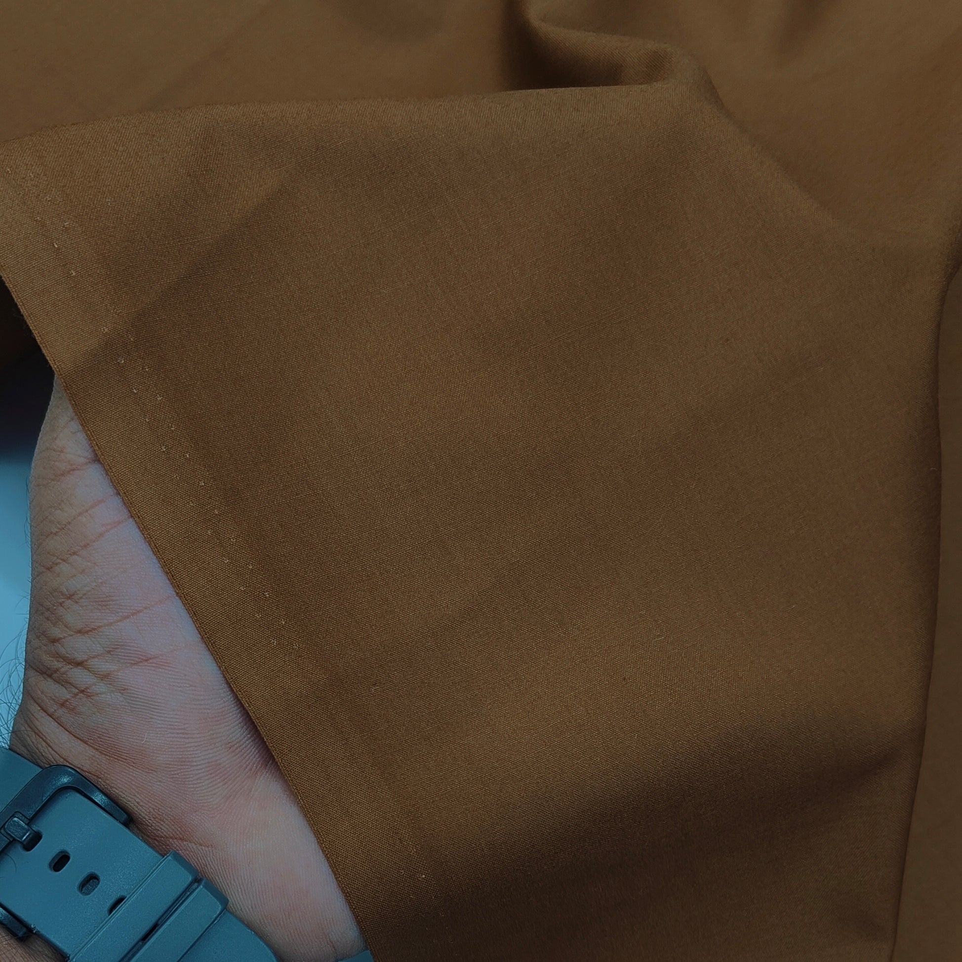 Shirt Fabric ManTire Men's Premium Polyester Viscose Soft Plain Color Peanut Brown